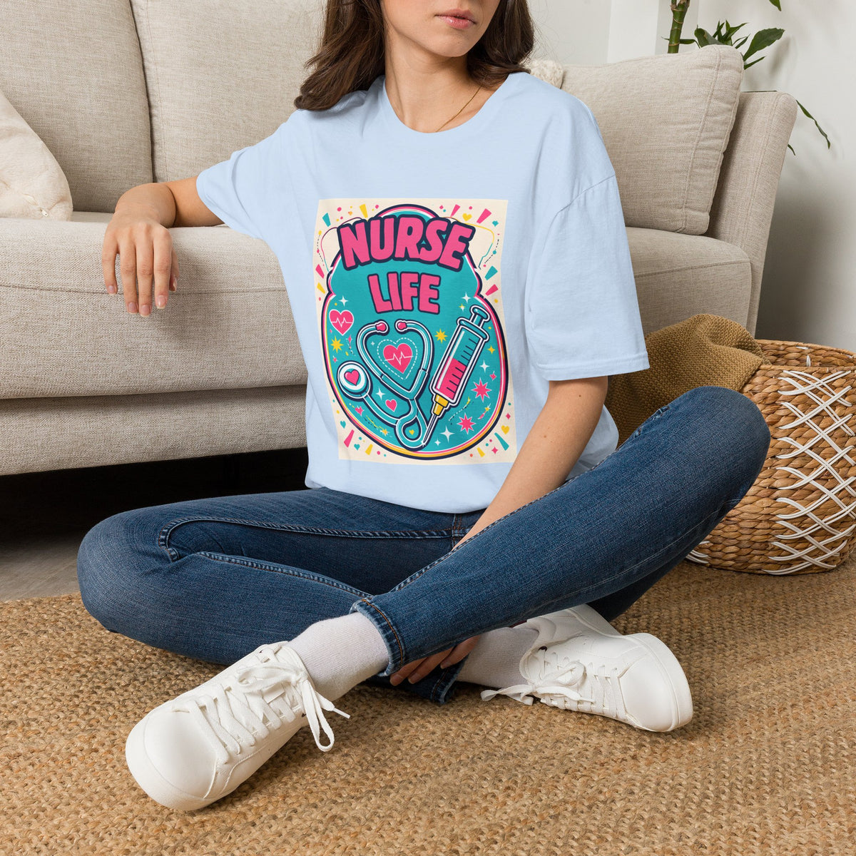 Nurse Life T-Shirt — Colorful Stethoscope & Syringe Graphic for Nurses
