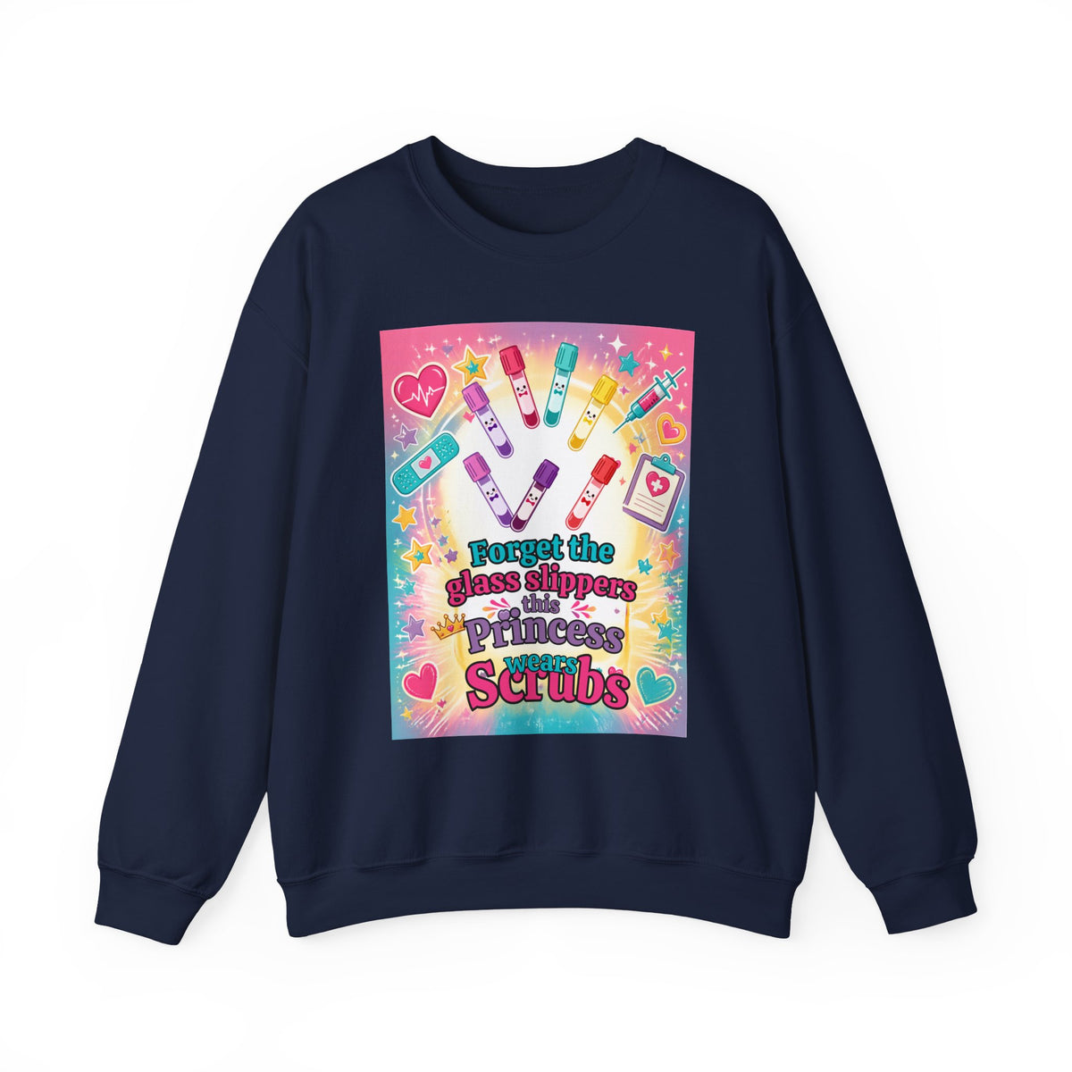 Princess Scrubs Crewneck Sweatshirt — "Forget the Glass Slippers, Princess Scrubs" Nursing Apparel