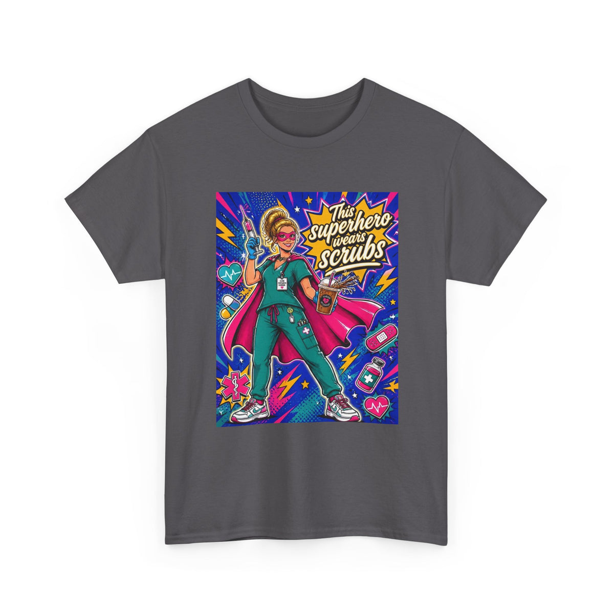 Nurse Superhero T-Shirt — "The Superhero in Scrubs" Graphic Tee for Healthcare Heroes