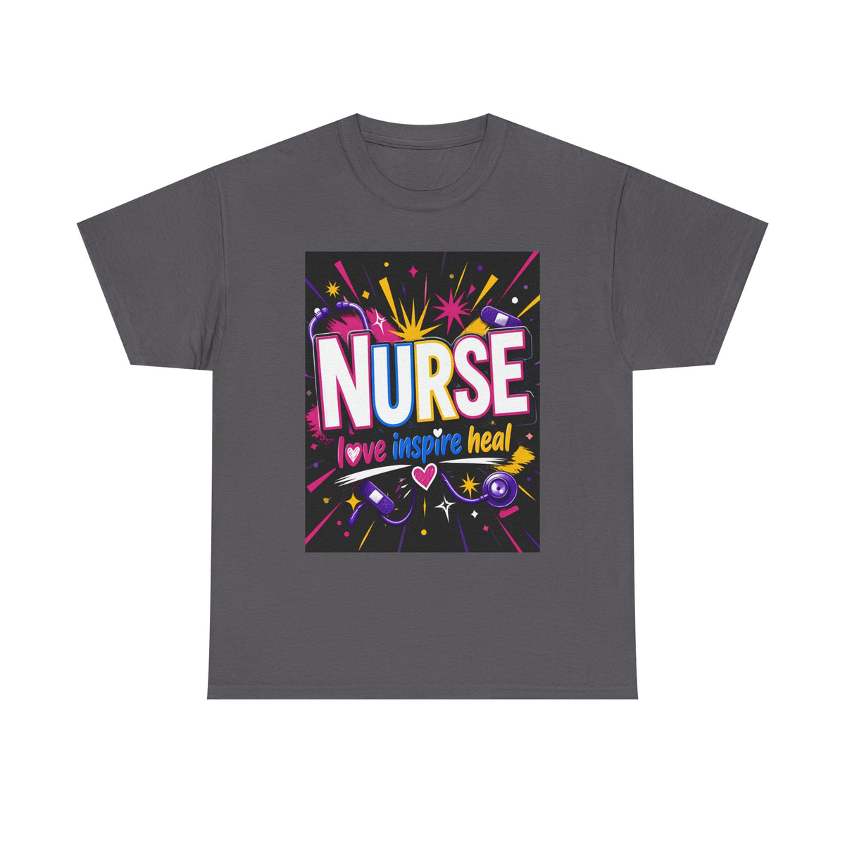 Nurse I Love, Inspire, Heal T-Shirt — Colorful Appreciation Tee for Nurses