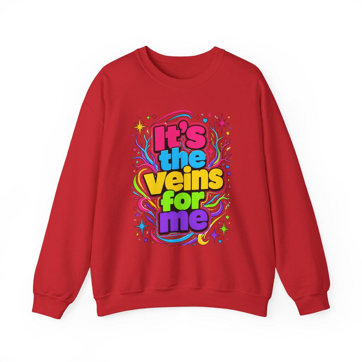 Crewneck Sweatshirt - "It's the Veins for Me" Colorful Retro Graphic