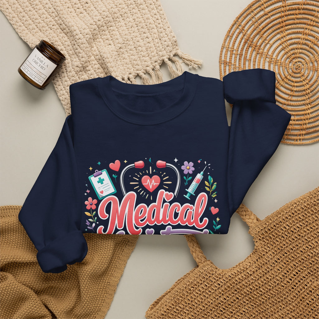 Medical Assistant Crewneck Sweatshirt — Cute Pastel Stethoscope & Heart Design