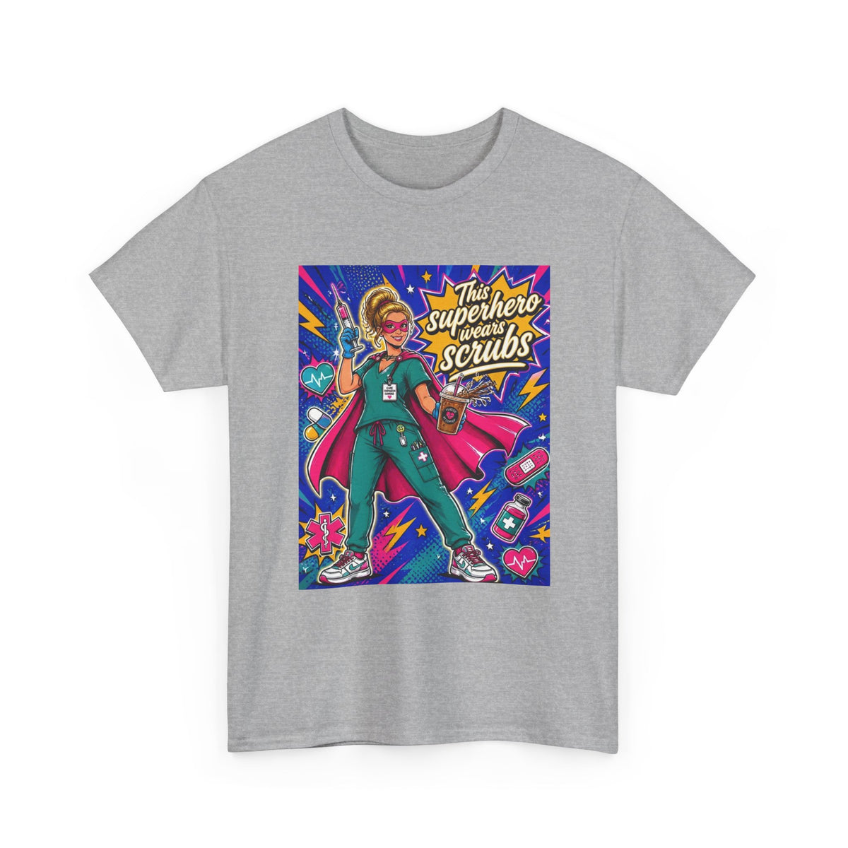Nurse Superhero T-Shirt — "The Superhero in Scrubs" Graphic Tee for Healthcare Heroes