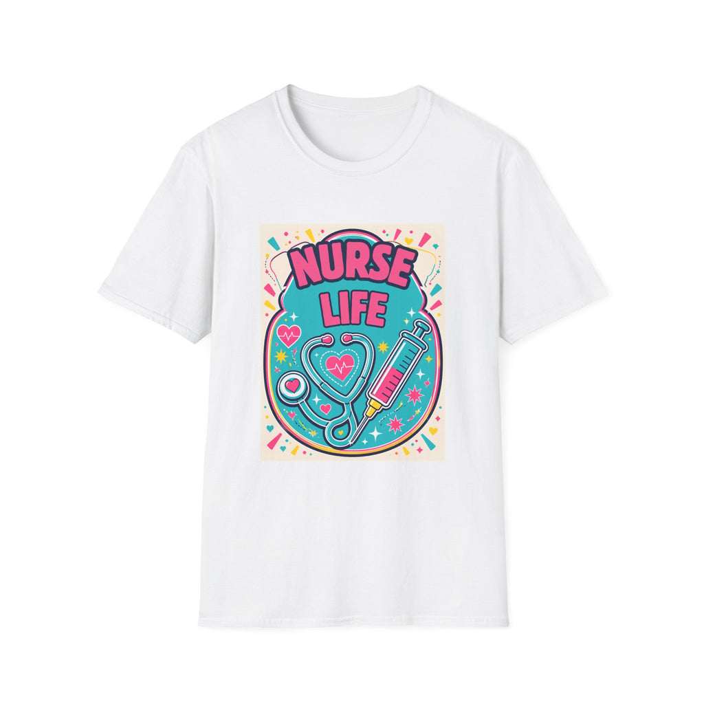 Nurse Life T-Shirt — Colorful Stethoscope & Syringe Graphic for Nurses