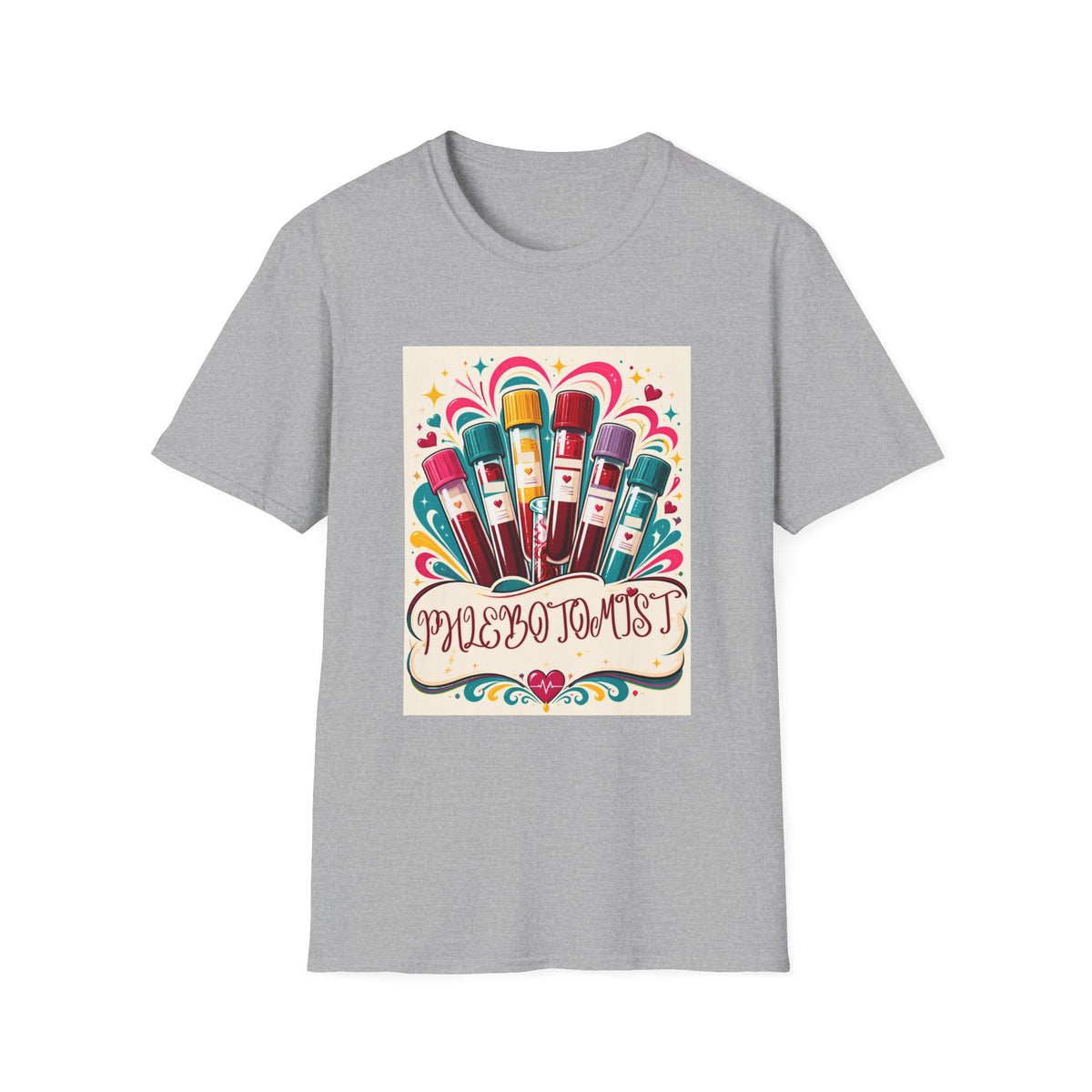 Phlebotomist Vibes T-Shirt — Colorful Blood Draw Tubes Design