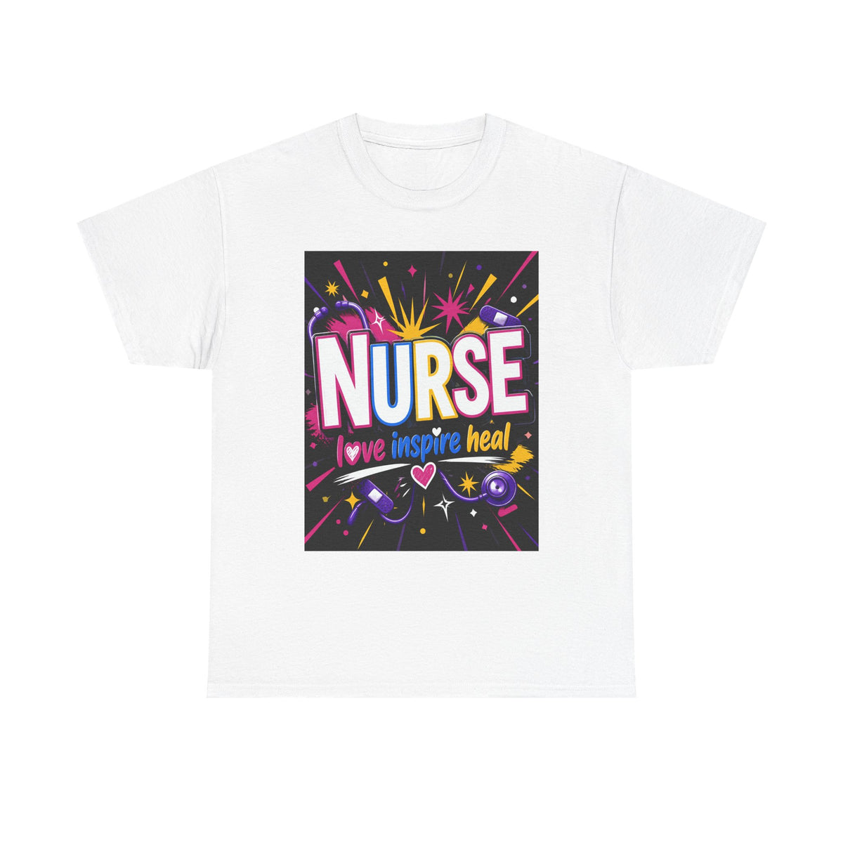 Nurse I Love, Inspire, Heal T-Shirt — Colorful Appreciation Tee for Nurses