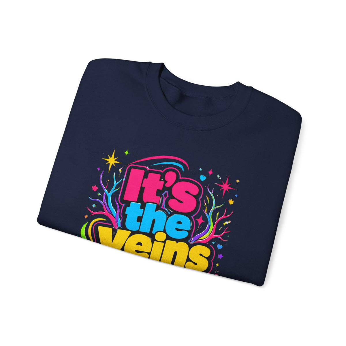 Crewneck Sweatshirt - "It's the Veins for Me" Colorful Retro Graphic