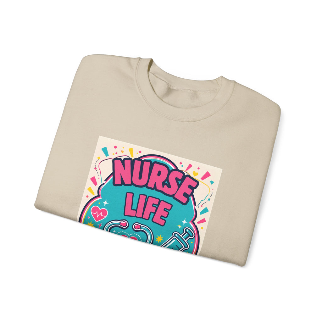 Nurse Life Sweatshirt — Cute Colorful Stethoscope & Syringe Crewneck for Nurses