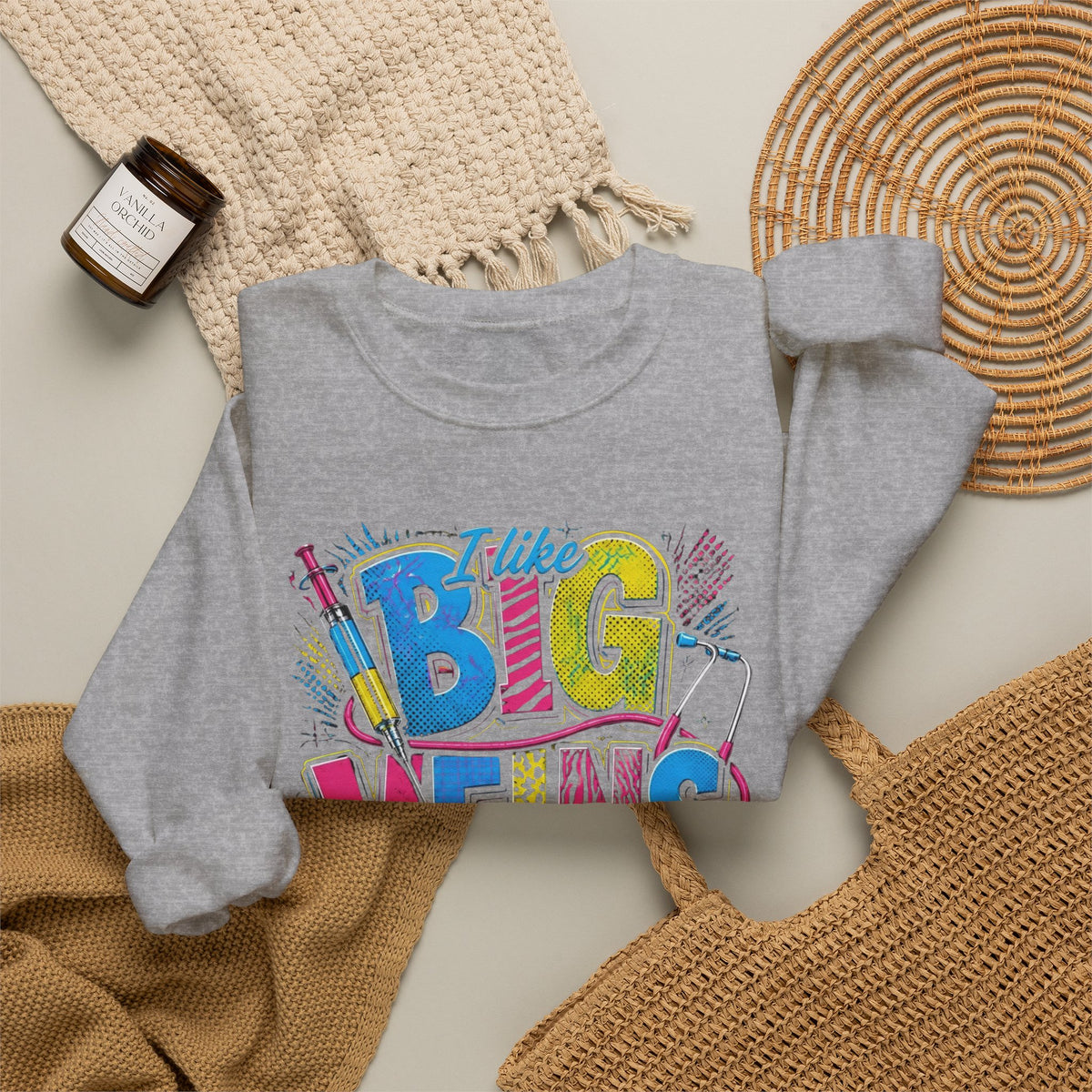 Sewing Crewneck Sweatshirt — "I Like Big Bows and I Cannot Lie" Colorful Quilting Design