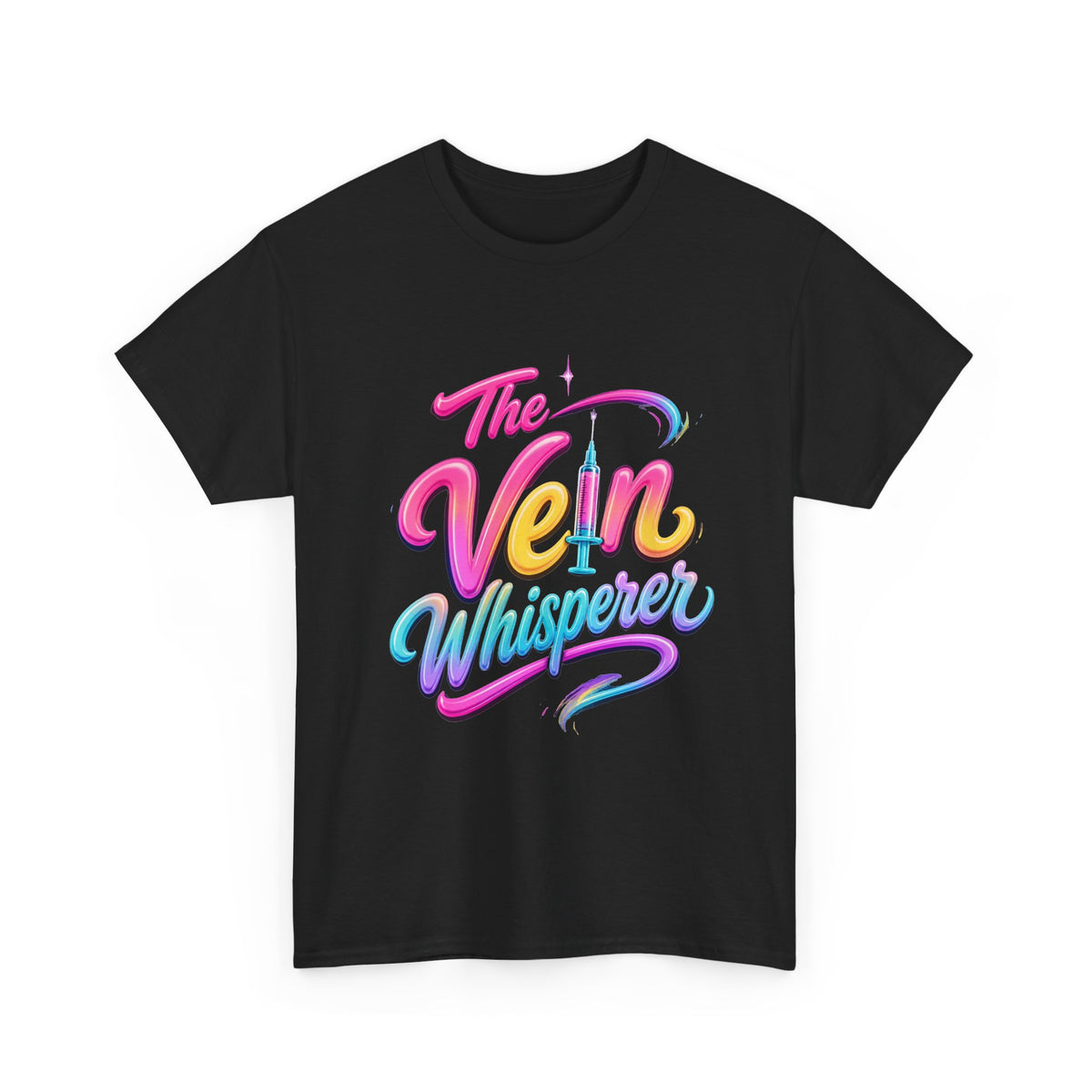 The Vein Whisperer T-Shirt — Colorful Retro Script Medical Enthusiast Tee
