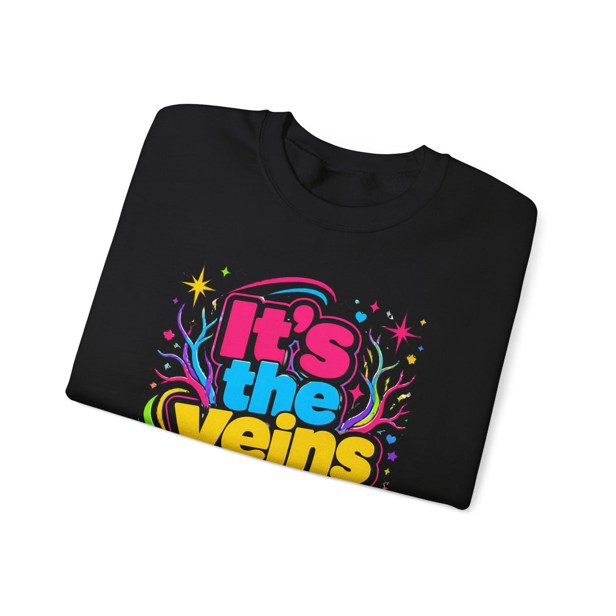 Crewneck Sweatshirt - "It's the Veins for Me" Colorful Retro Graphic