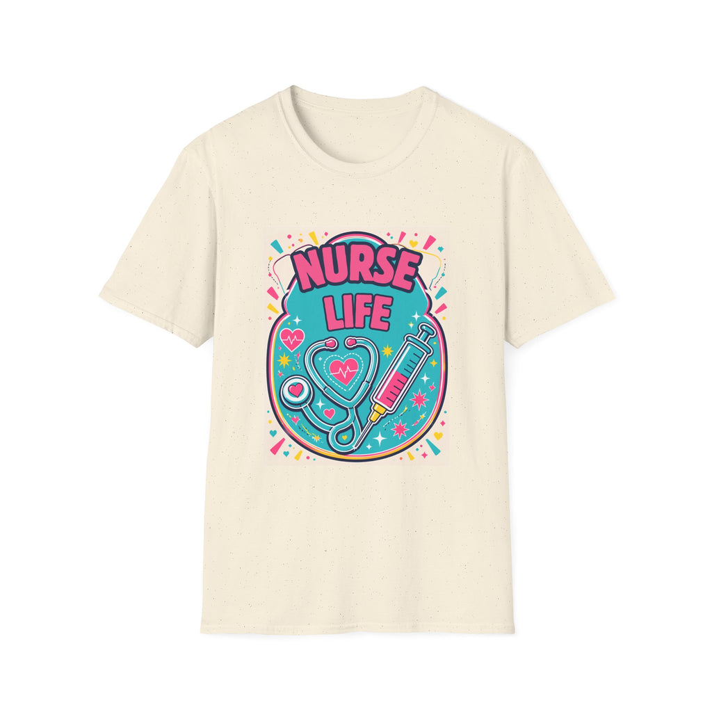 Nurse Life T-Shirt — Colorful Stethoscope & Syringe Graphic for Nurses