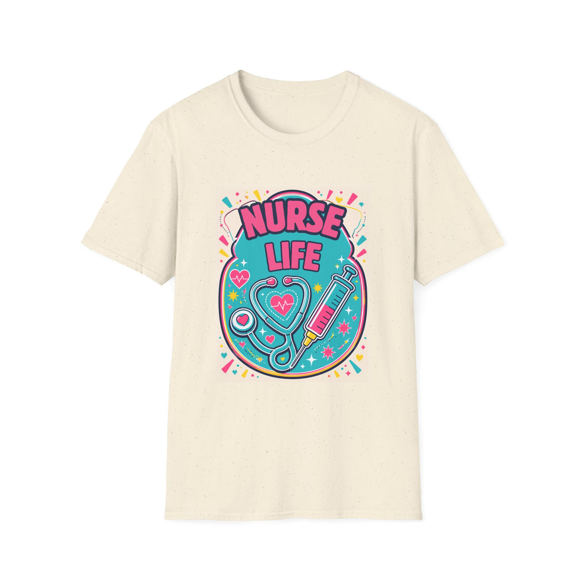 Nurse Life T-Shirt — Colorful Stethoscope & Syringe Graphic for Nurses