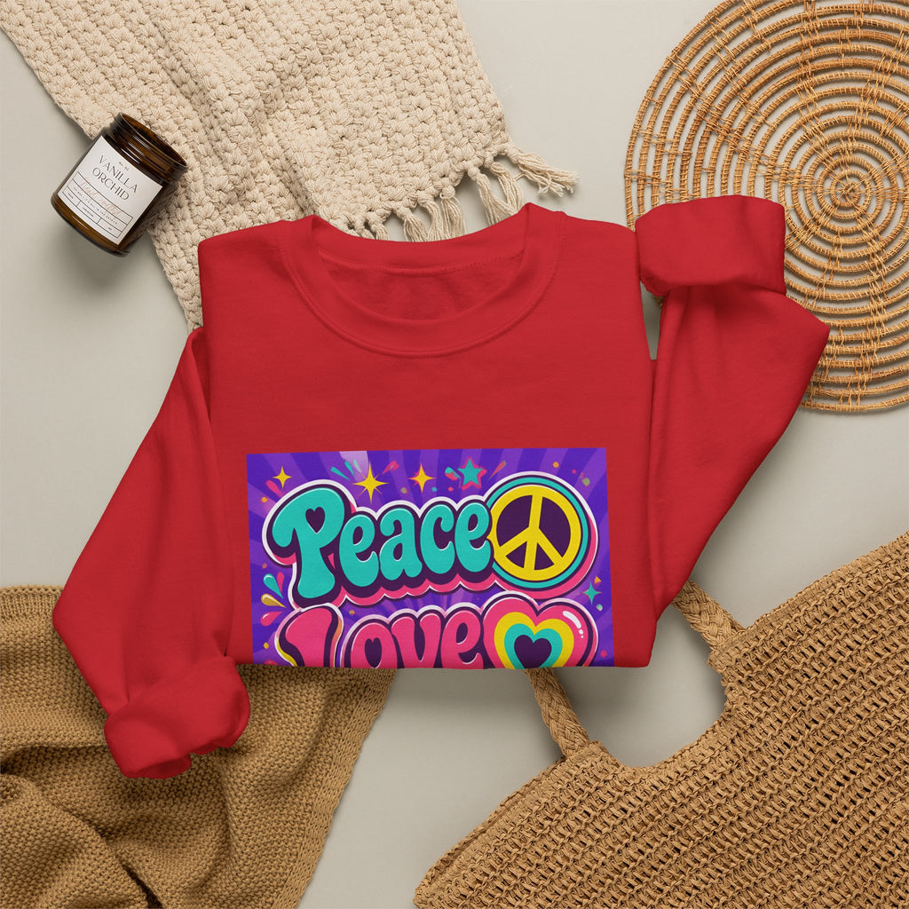 Crewneck Sweatshirt — "Peace Love Phlebotomy" Retro Hippie Medical Sweatshirt