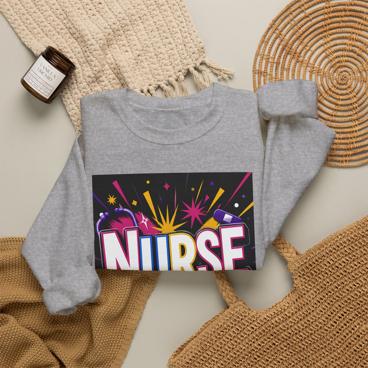 Nurse Crewneck Sweatshirt – "I Love Inspire Heal" Colorful Graphic