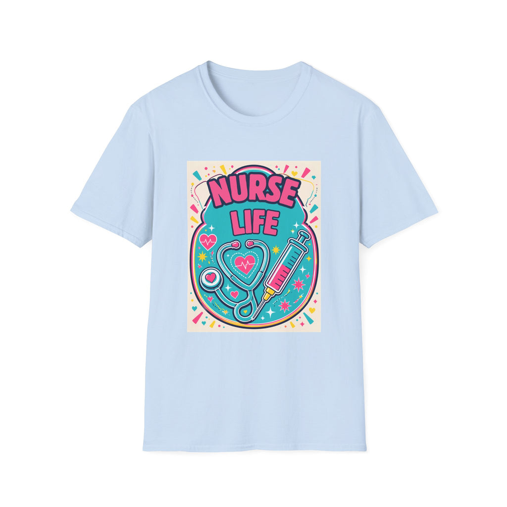 Nurse Life T-Shirt — Colorful Stethoscope & Syringe Graphic for Nurses