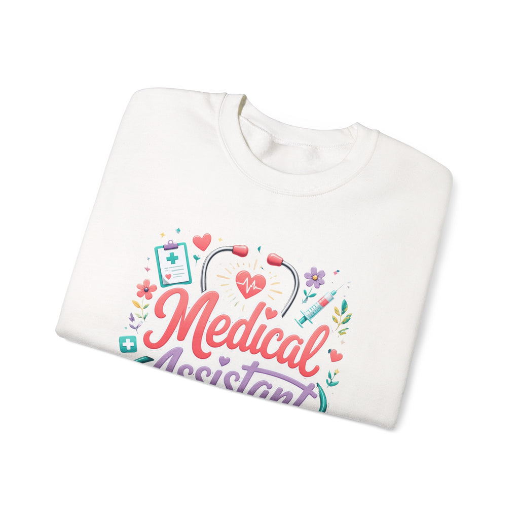 Medical Assistant Crewneck Sweatshirt — Cute Pastel Stethoscope & Heart Design