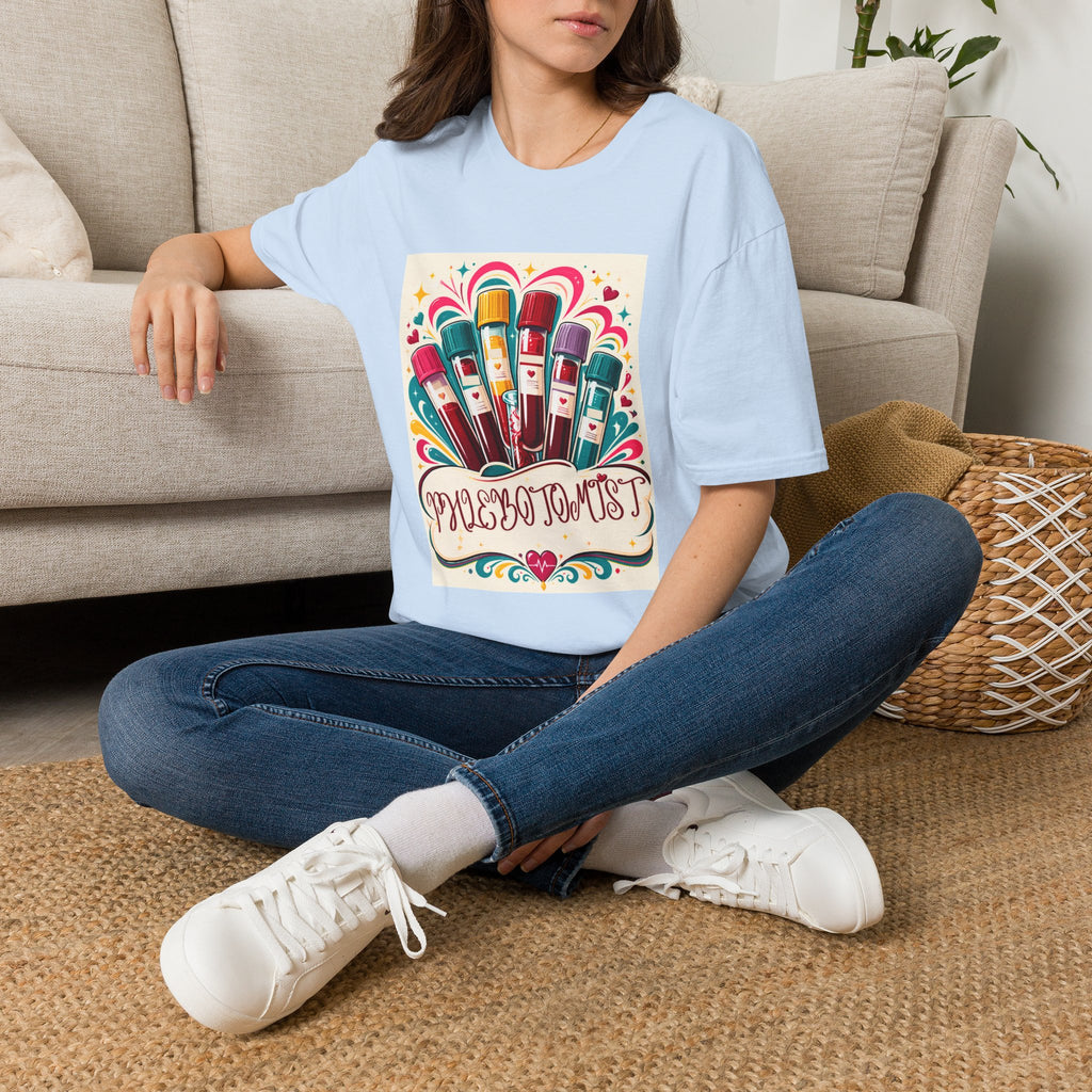 Phlebotomist Vibes T-Shirt — Colorful Blood Draw Tubes Design
