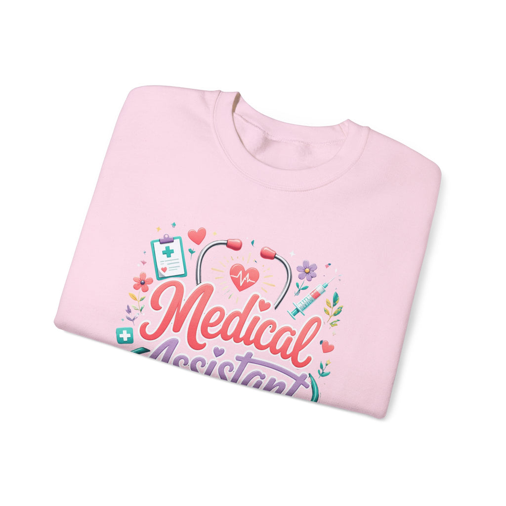 Medical Assistant Crewneck Sweatshirt — Cute Pastel Stethoscope & Heart Design