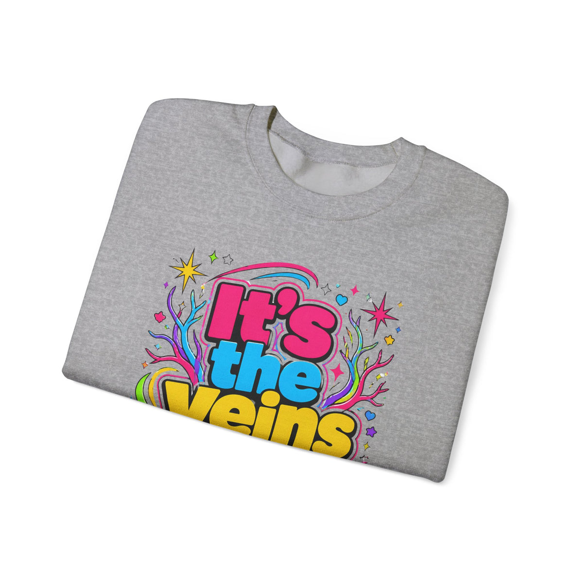 Crewneck Sweatshirt - "It's the Veins for Me" Colorful Retro Graphic