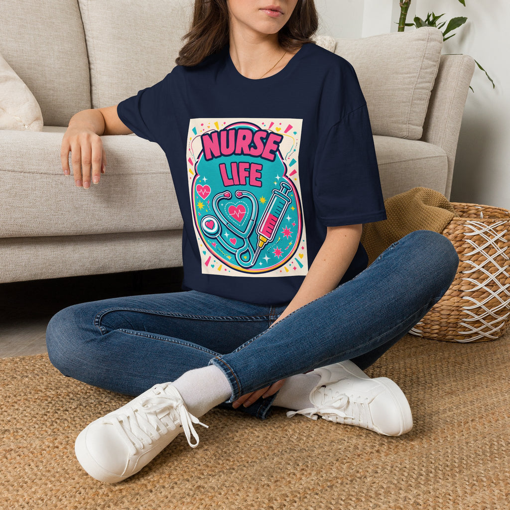 Nurse Life T-Shirt — Colorful Stethoscope & Syringe Graphic for Nurses