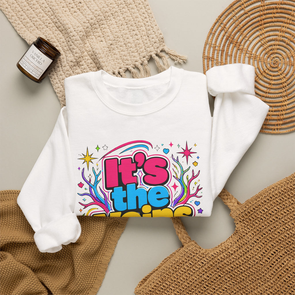 Crewneck Sweatshirt - "It's the Veins for Me" Colorful Retro Graphic