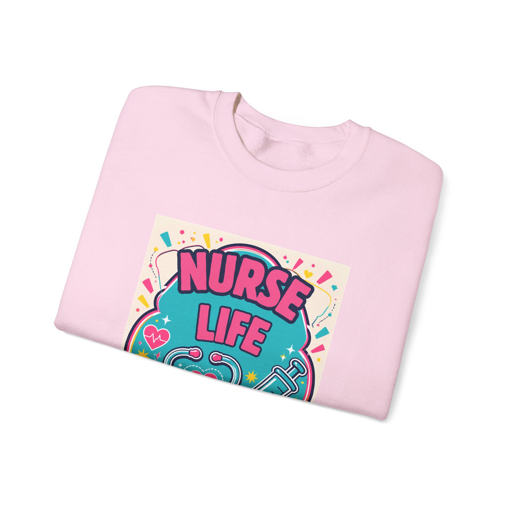 Nurse Life Sweatshirt — Cute Colorful Stethoscope & Syringe Crewneck for Nurses