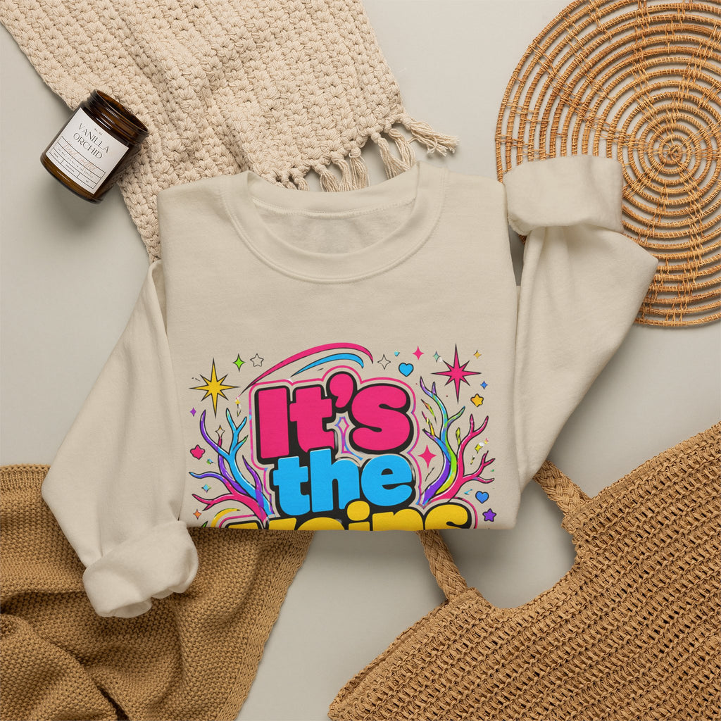 Crewneck Sweatshirt - "It's the Veins for Me" Colorful Retro Graphic