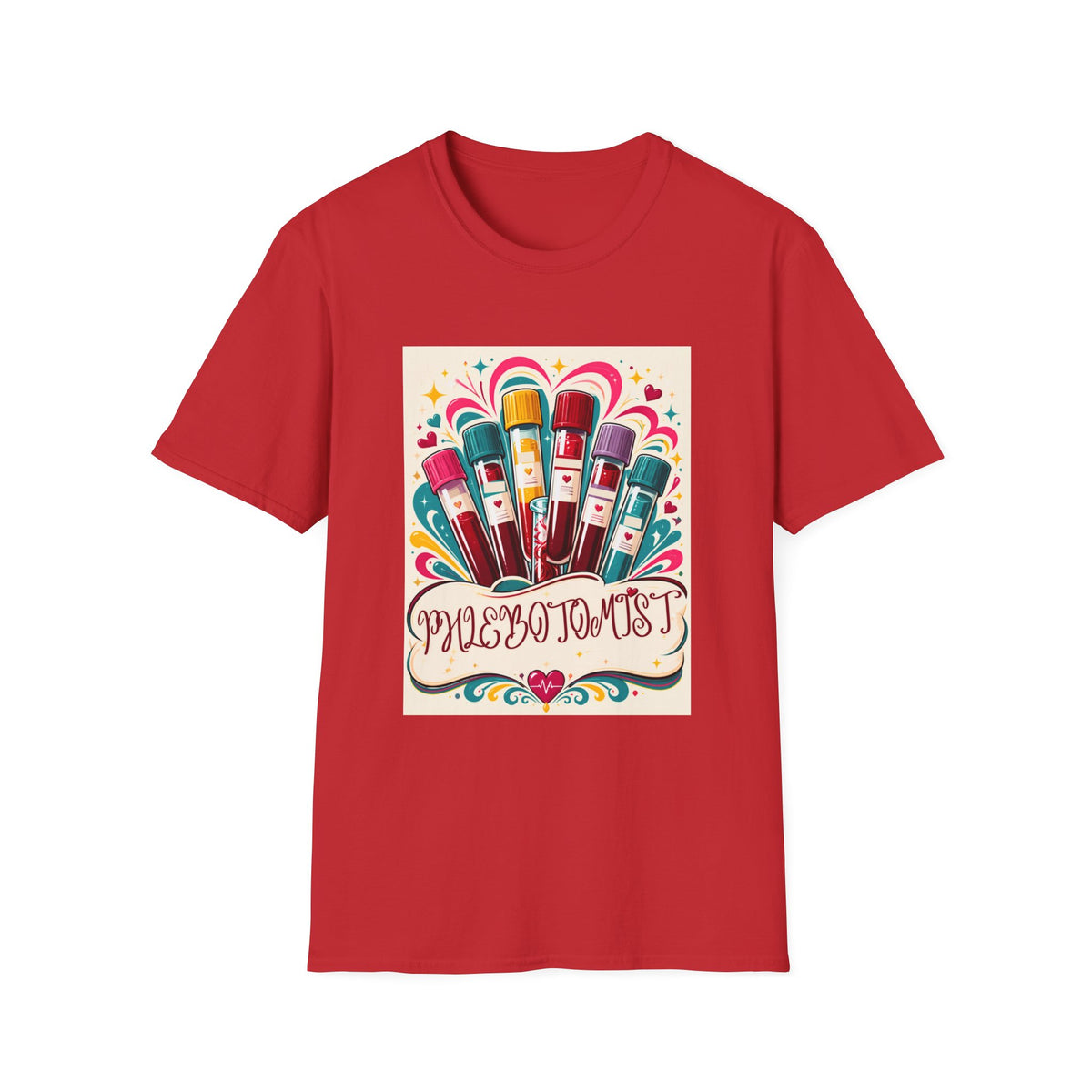 Phlebotomist Vibes T-Shirt — Colorful Blood Draw Tubes Design