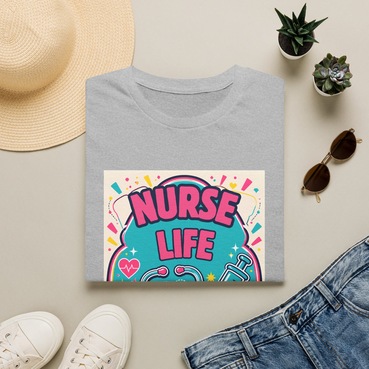 Nurse Life T-Shirt — Colorful Stethoscope & Syringe Graphic for Nurses