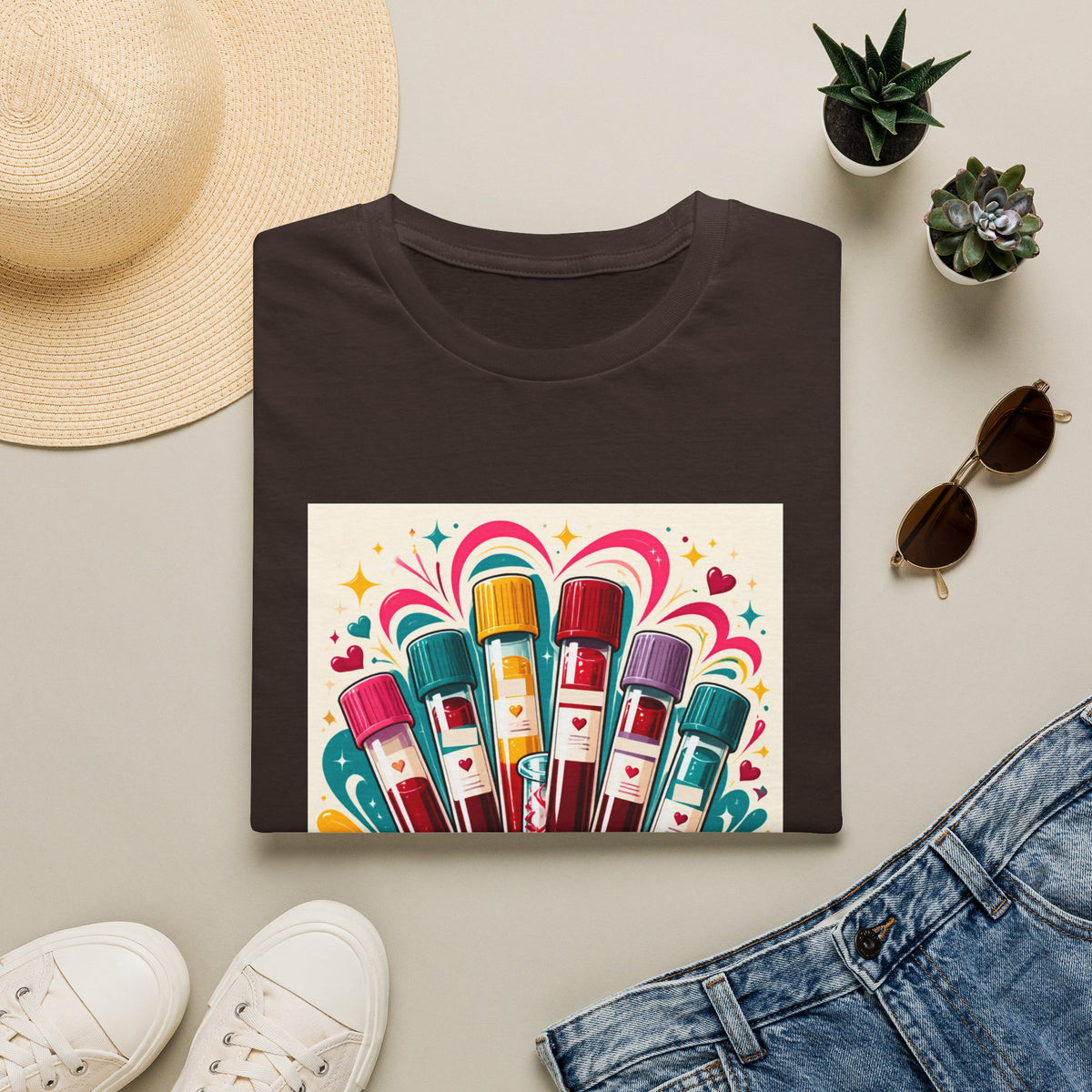 Phlebotomist Vibes T-Shirt — Colorful Blood Draw Tubes Design