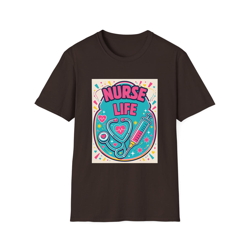 Nurse Life T-Shirt — Colorful Stethoscope & Syringe Graphic for Nurses