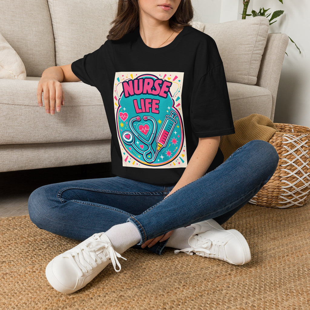 Nurse Life T-Shirt — Colorful Stethoscope & Syringe Graphic for Nurses