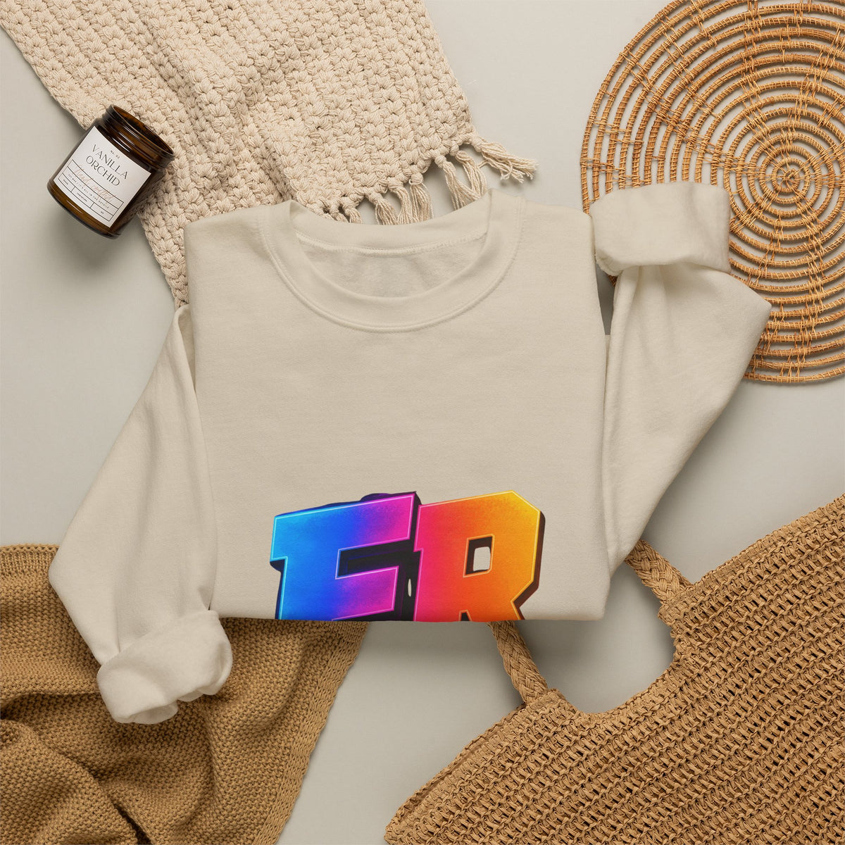 ER Crew Sweatshirt – Colorful Retro Gradient Logo Crewneck