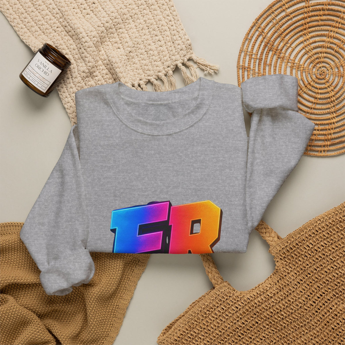ER Crew Sweatshirt – Colorful Retro Gradient Logo Crewneck
