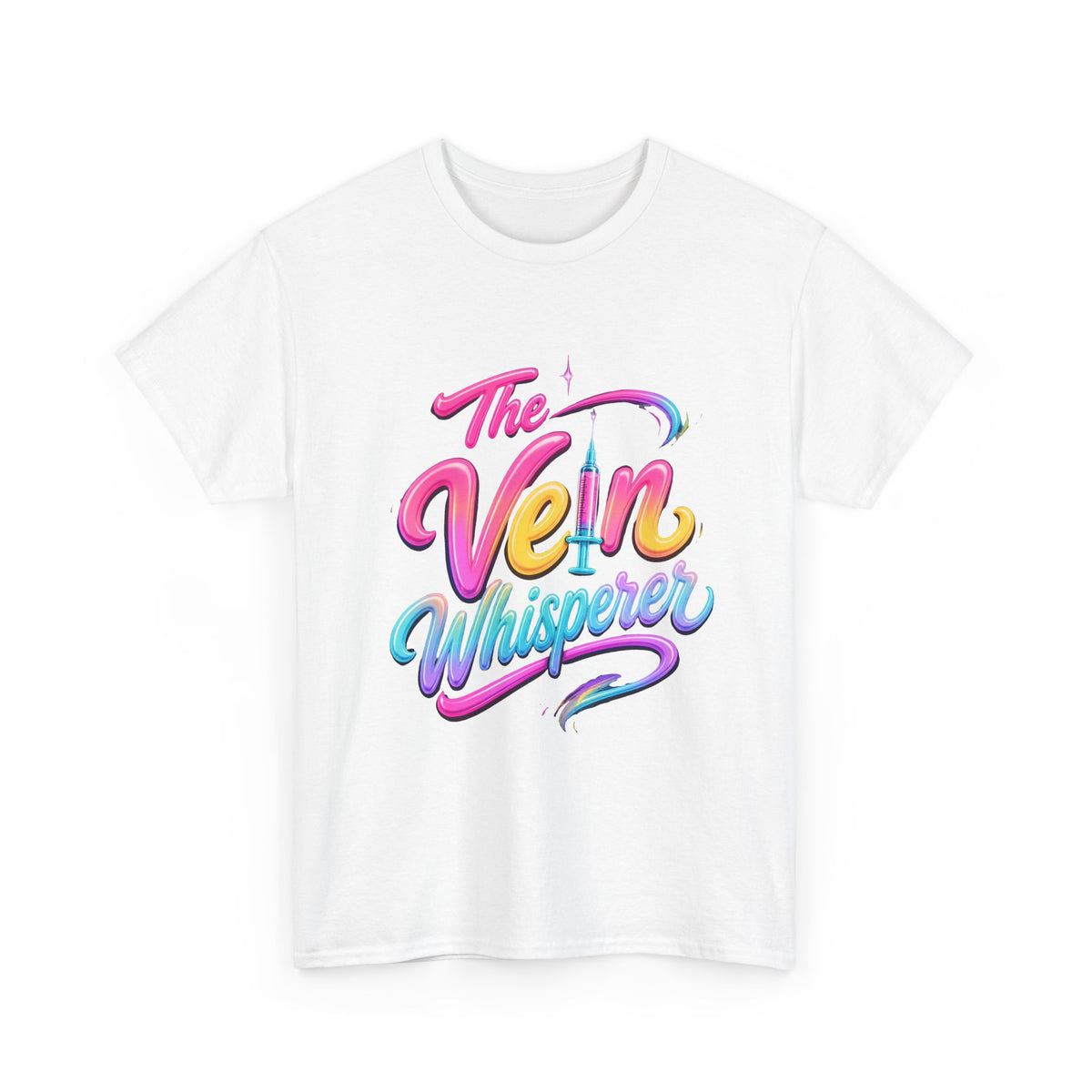 The Vein Whisperer T-Shirt — Colorful Retro Script Medical Enthusiast Tee