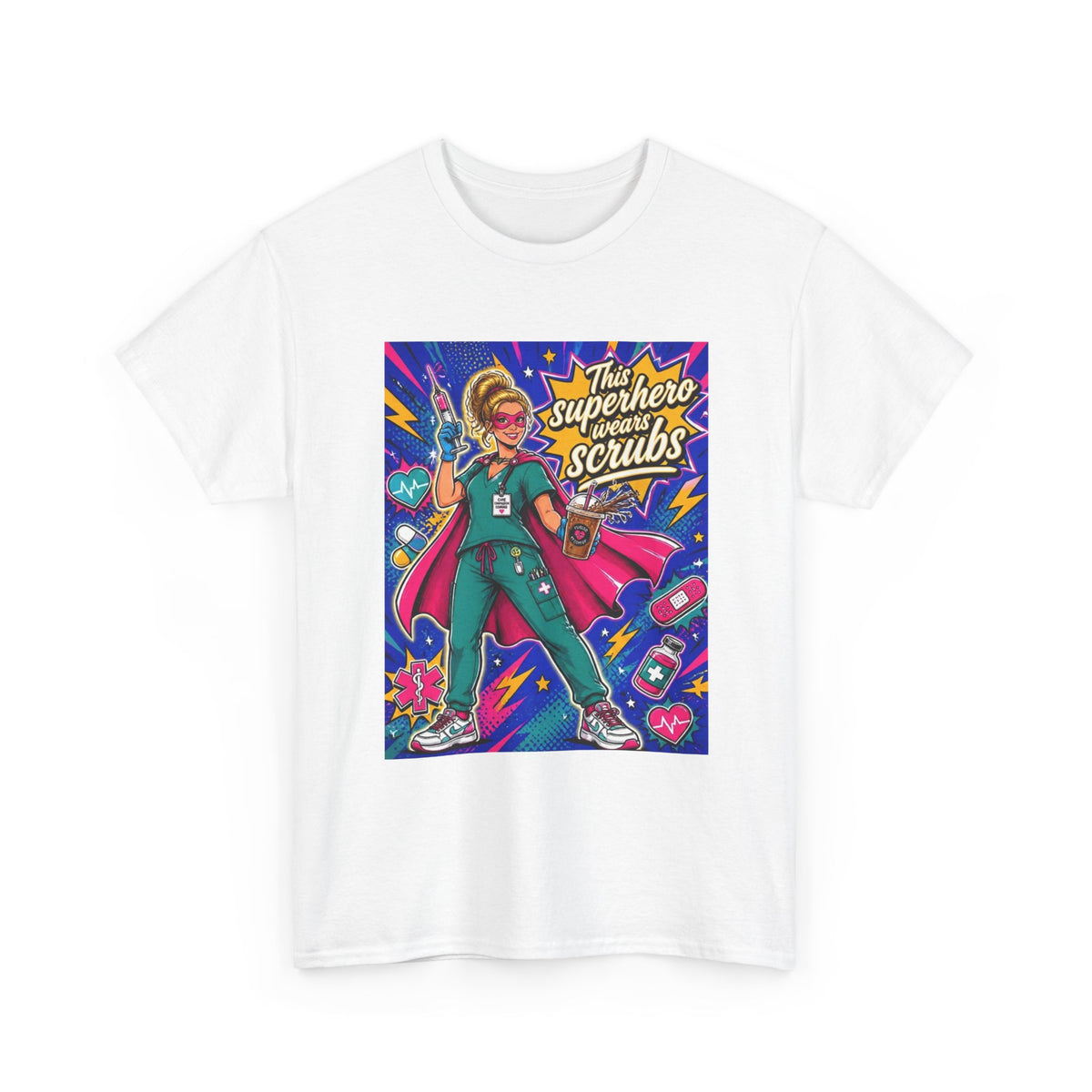 Nurse Superhero T-Shirt — "The Superhero in Scrubs" Graphic Tee for Healthcare Heroes