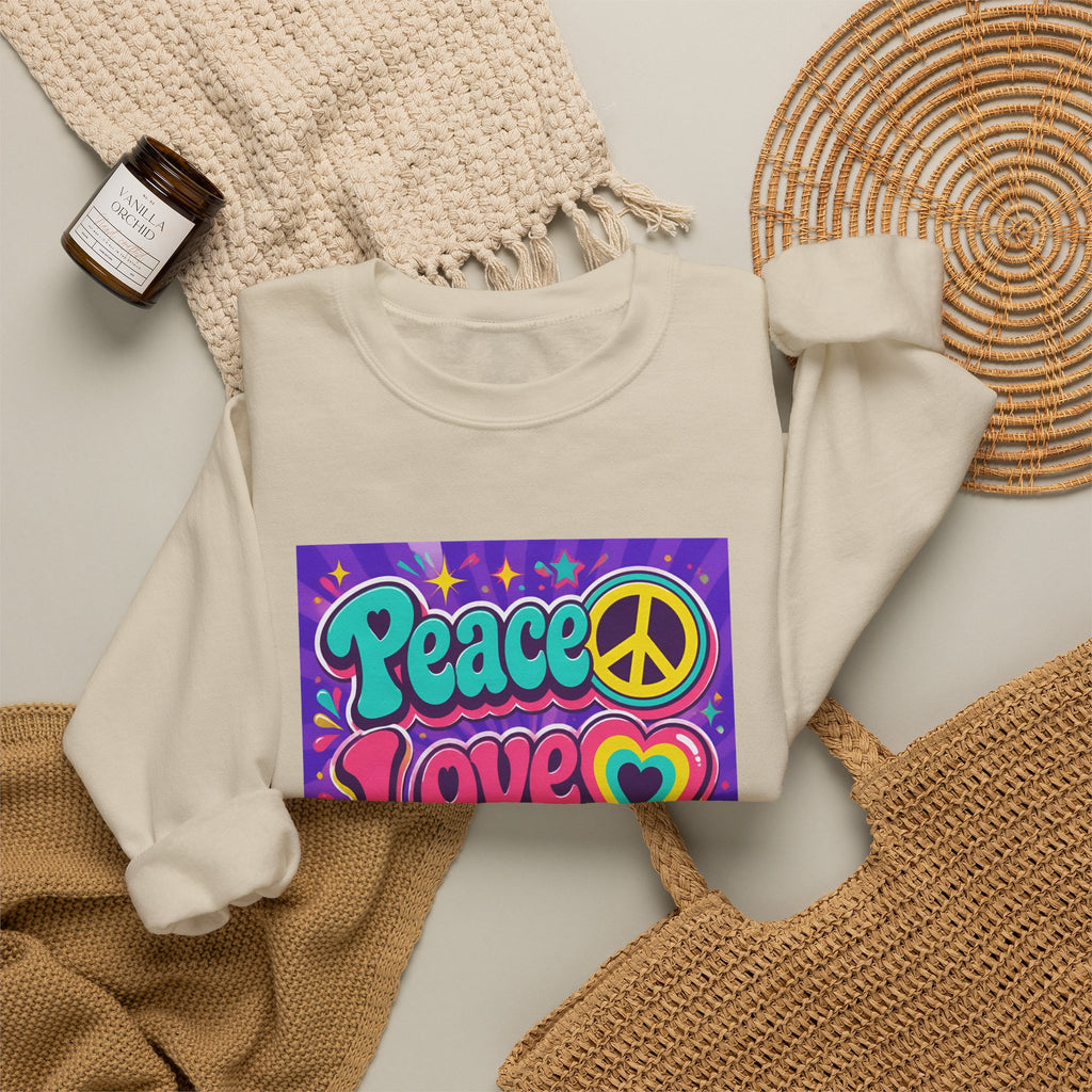 Crewneck Sweatshirt — "Peace Love Phlebotomy" Retro Hippie Medical Sweatshirt