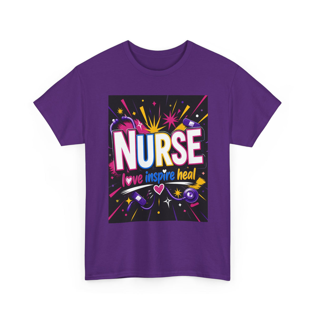 Nurse I Love, Inspire, Heal T-Shirt — Colorful Appreciation Tee for Nurses