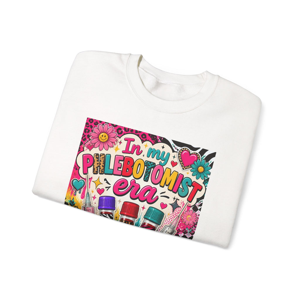 Phlebotomist Era Crewneck Sweatshirt — Colorful Test Tube Medical Tech Tee