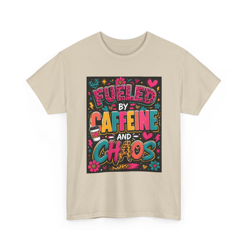 Coffee & Chaos T-Shirt — "Fueled by Caffeine and Chaos" Graphic Tee