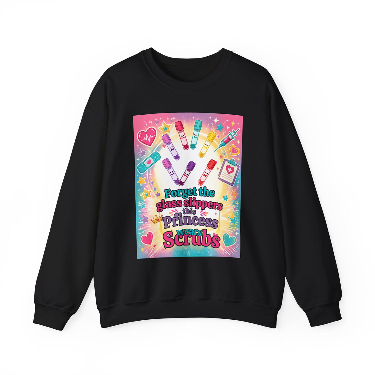 Princess Scrubs Crewneck Sweatshirt — "Forget the Glass Slippers, Princess Scrubs" Nursing Apparel