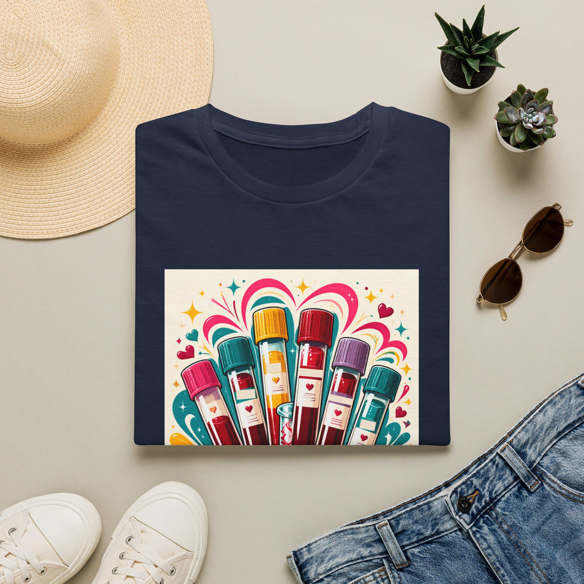 Phlebotomist Vibes T-Shirt — Colorful Blood Draw Tubes Design