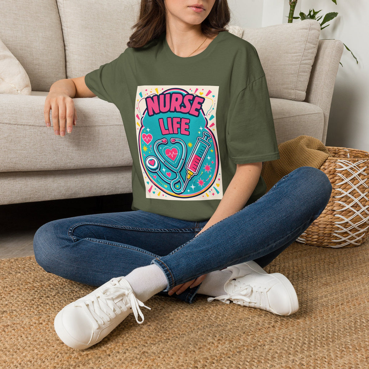 Nurse Life T-Shirt — Colorful Stethoscope & Syringe Graphic for Nurses