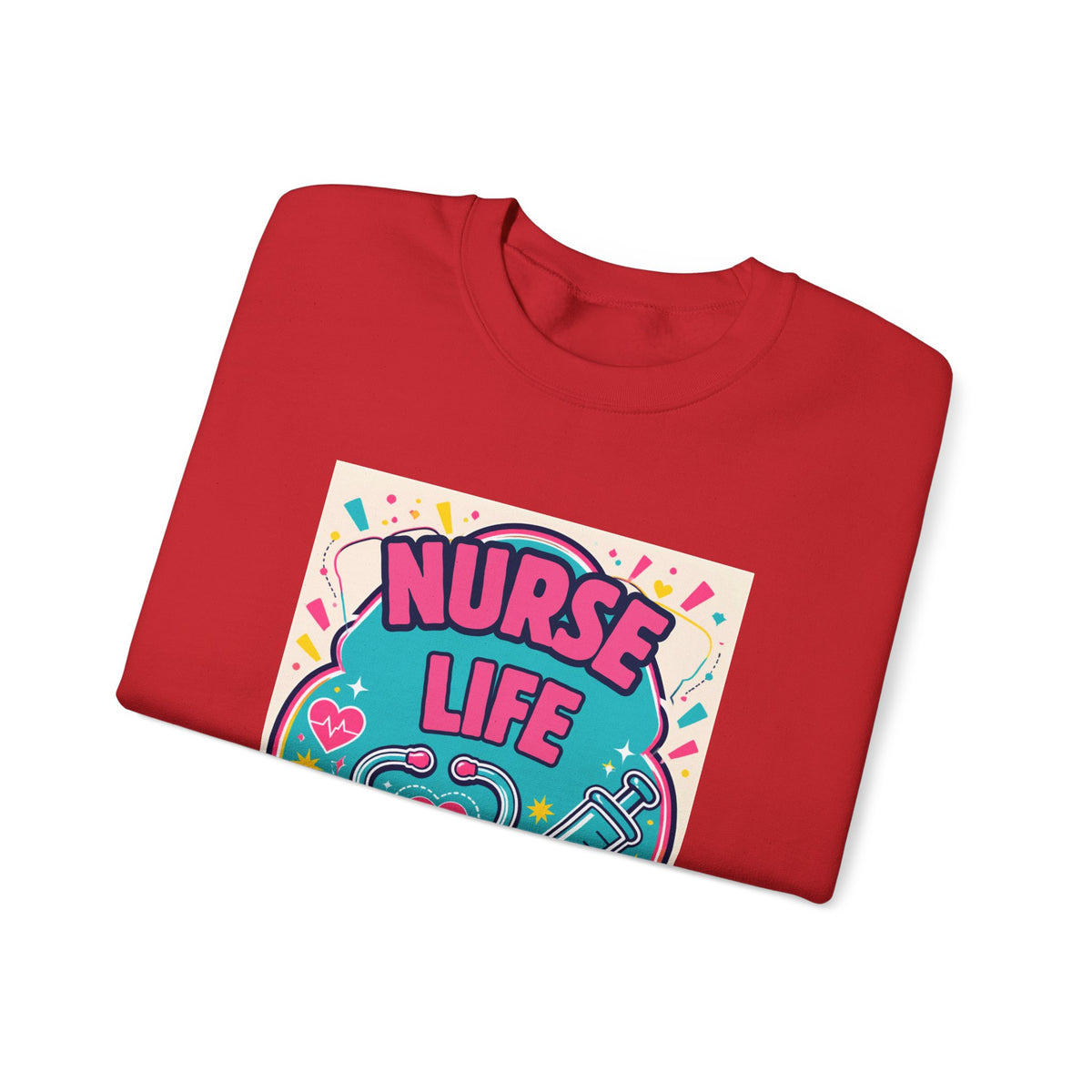 Nurse Life Sweatshirt — Cute Colorful Stethoscope & Syringe Crewneck for Nurses