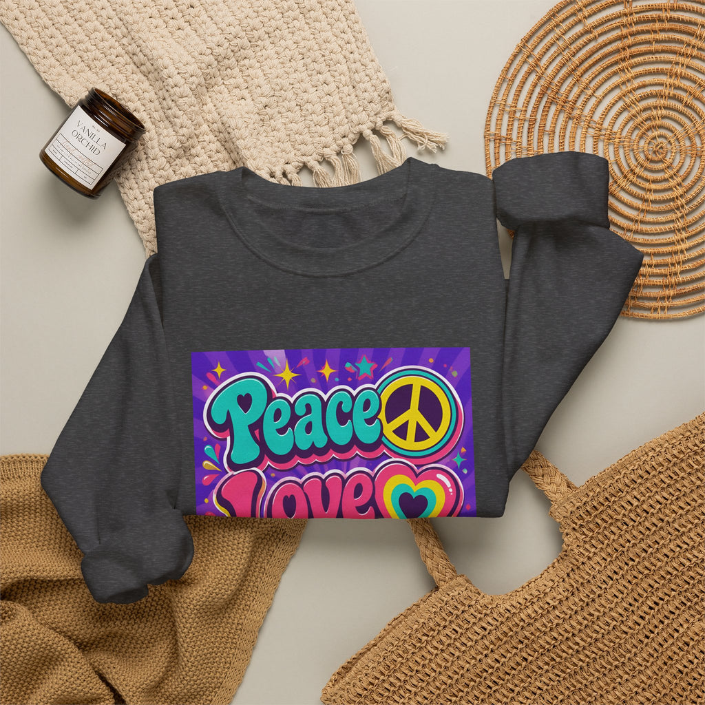 Crewneck Sweatshirt — "Peace Love Phlebotomy" Retro Hippie Medical Sweatshirt