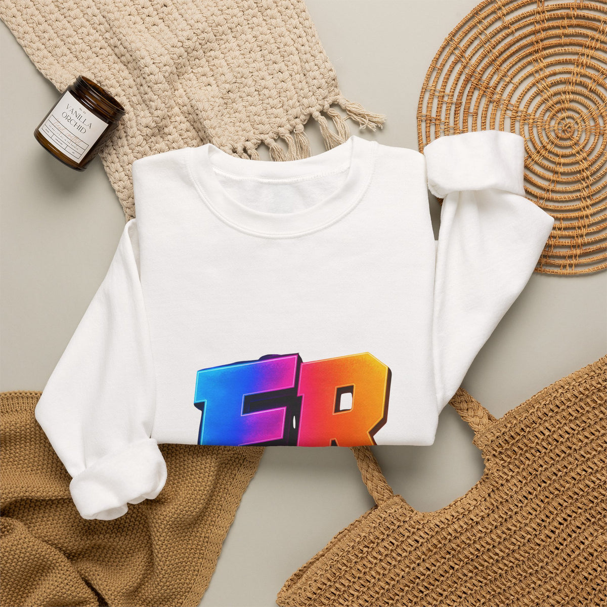 ER Crew Sweatshirt – Colorful Retro Gradient Logo Crewneck