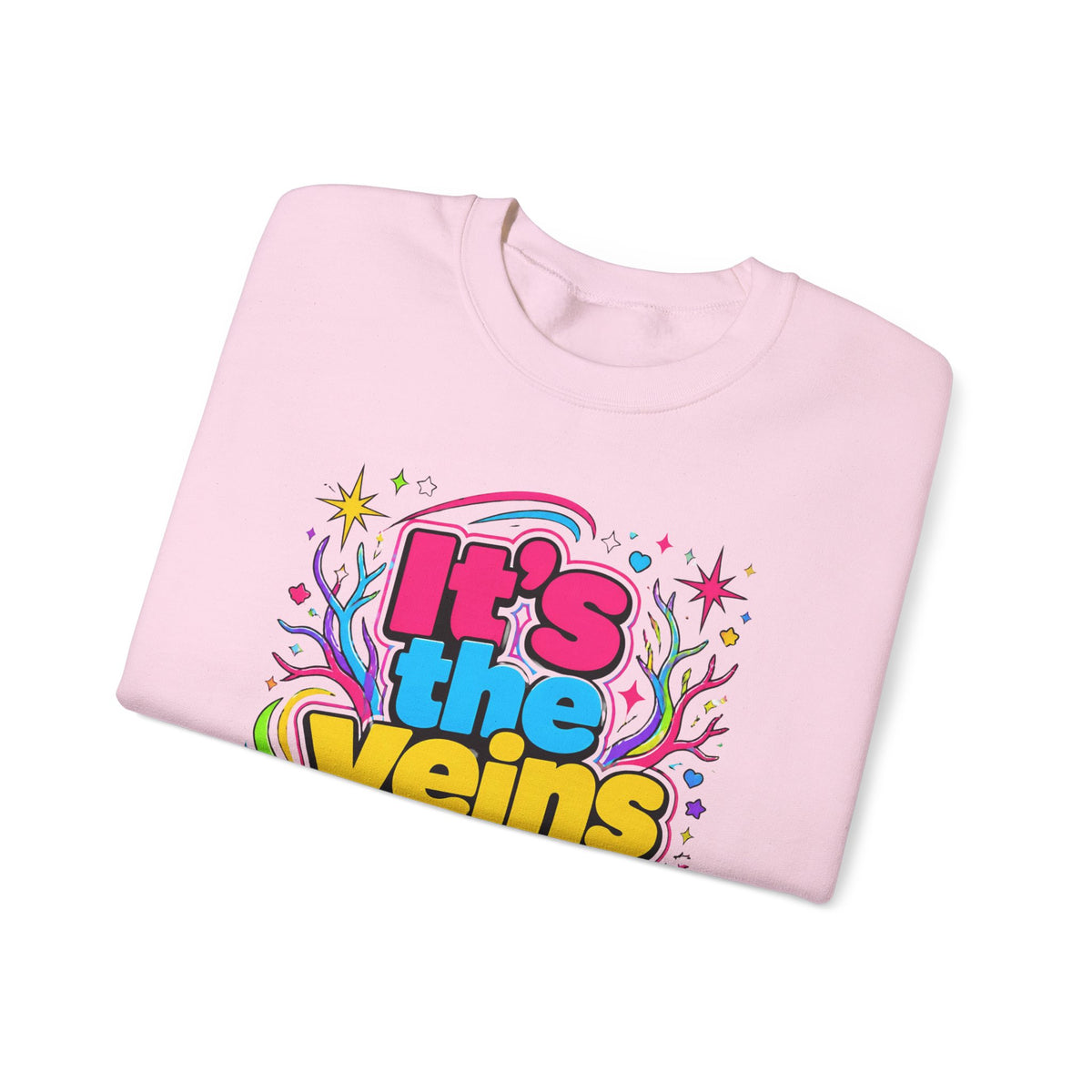 Crewneck Sweatshirt - "It's the Veins for Me" Colorful Retro Graphic