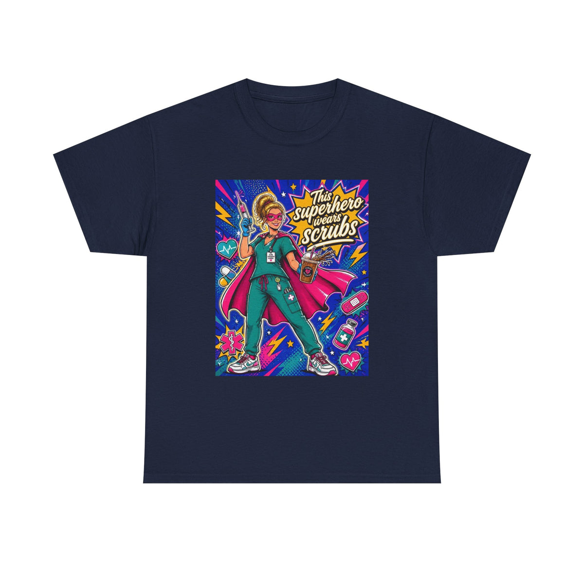 Nurse Superhero T-Shirt — "The Superhero in Scrubs" Graphic Tee for Healthcare Heroes