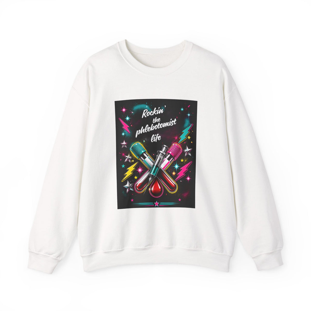 Phlebotomist Crewneck Sweatshirt – "Rockin' the Phlebotomist Life" Graphic